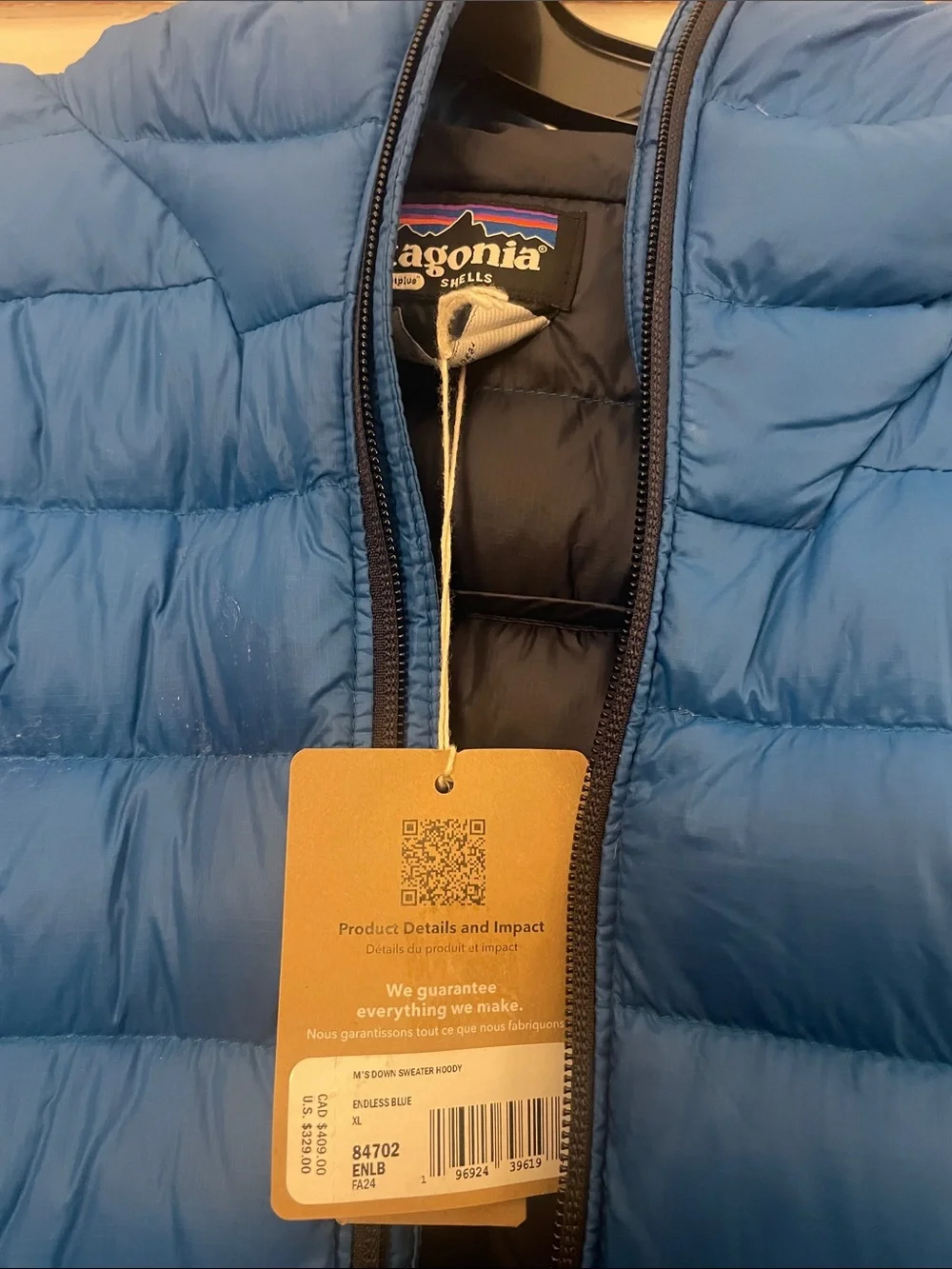 Patagonia Men's Down Sweater Hoody Jacket Endless Blue